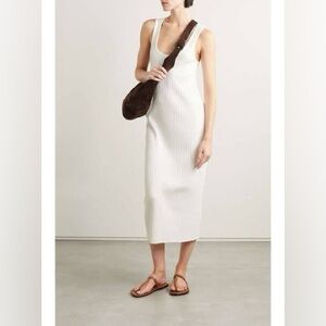 Vince | White Ribbed Sleeveless MIDI Dress